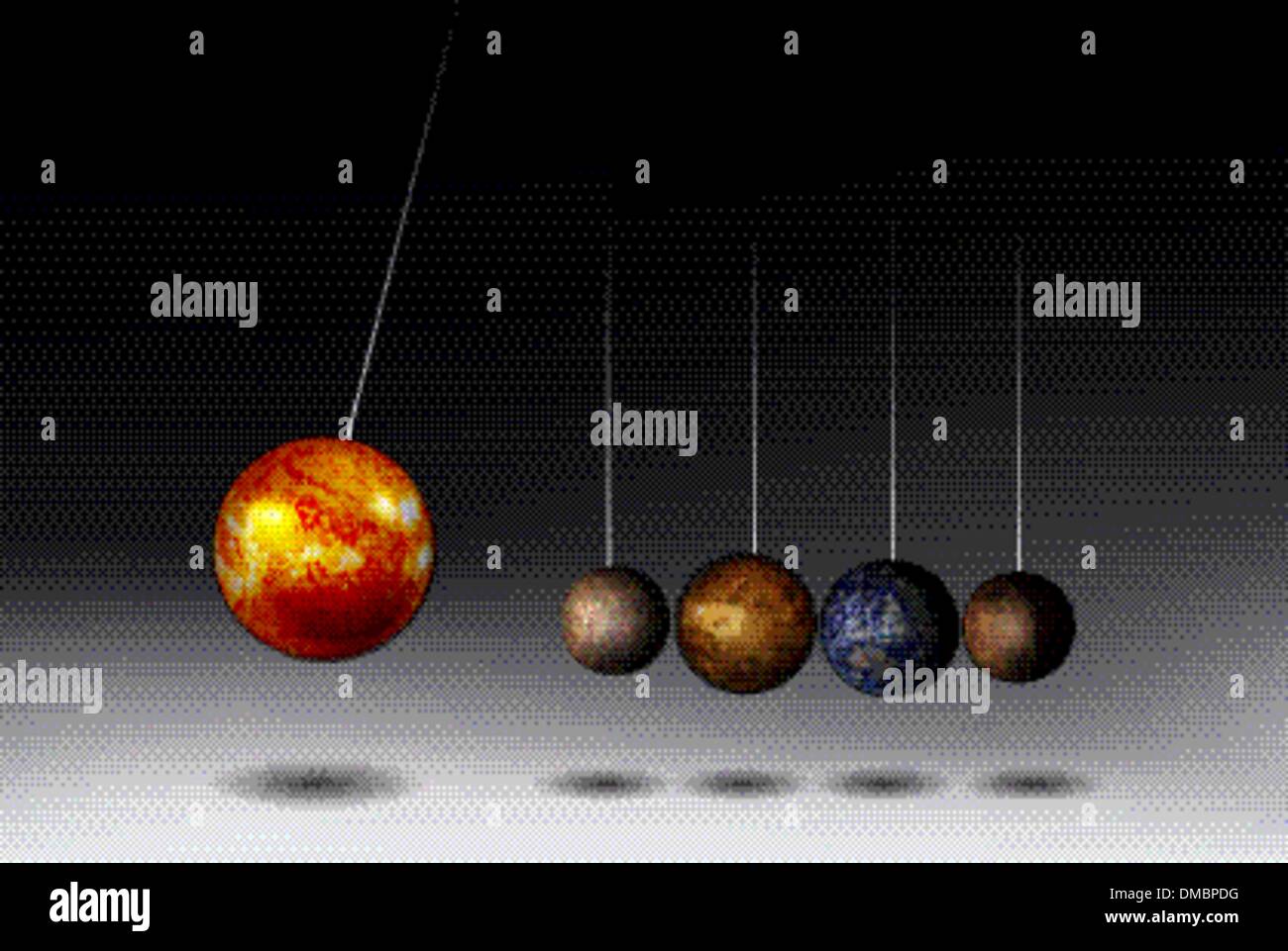 Newton culla dell adeguamento al sistema solare Illustrazione Vettoriale