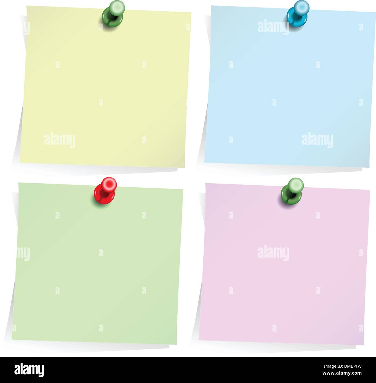 Note adesive isolato su bianco Illustrazione Vettoriale