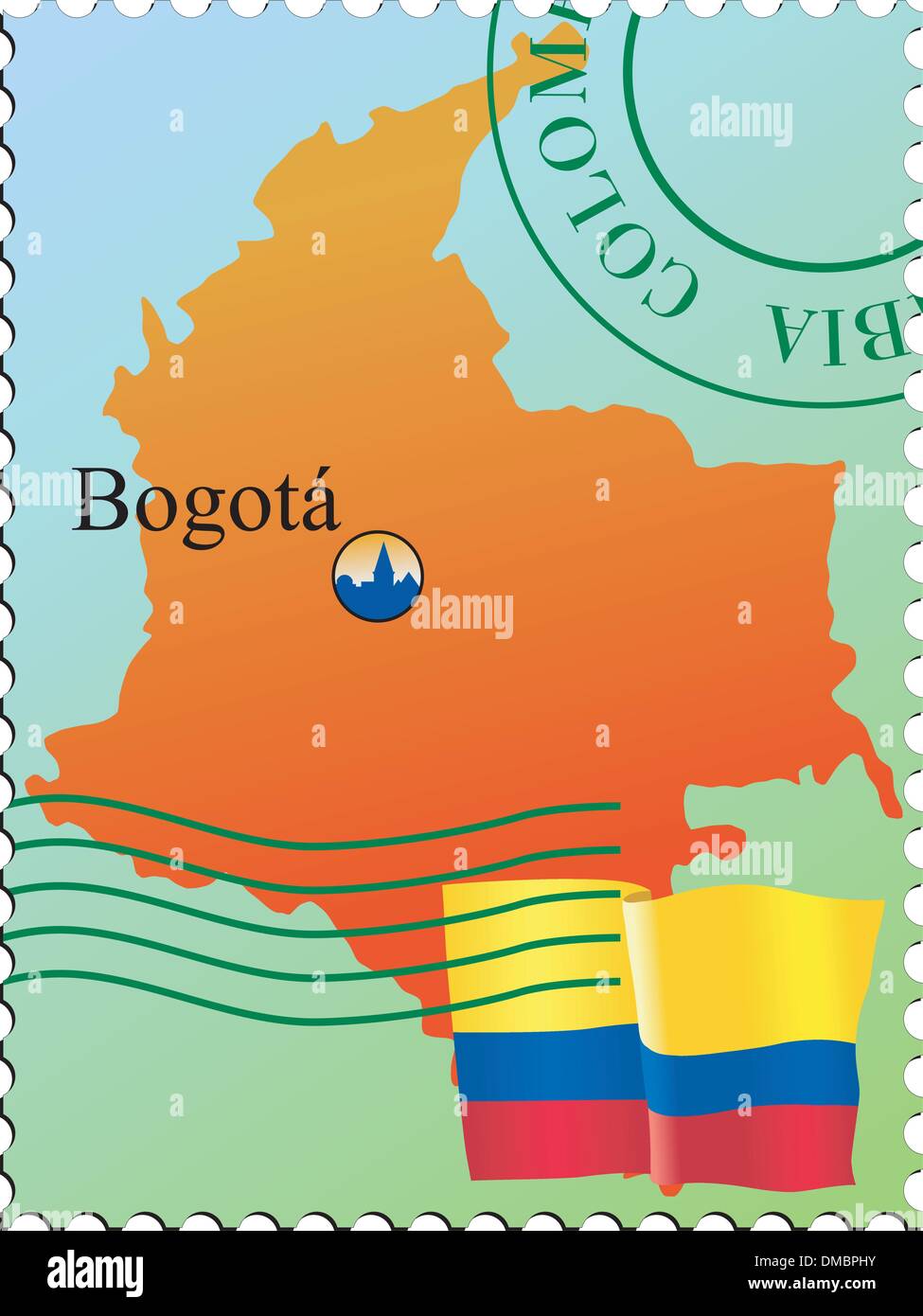 Bogota - capitale della Colombia. Timbro del vettore Illustrazione Vettoriale
