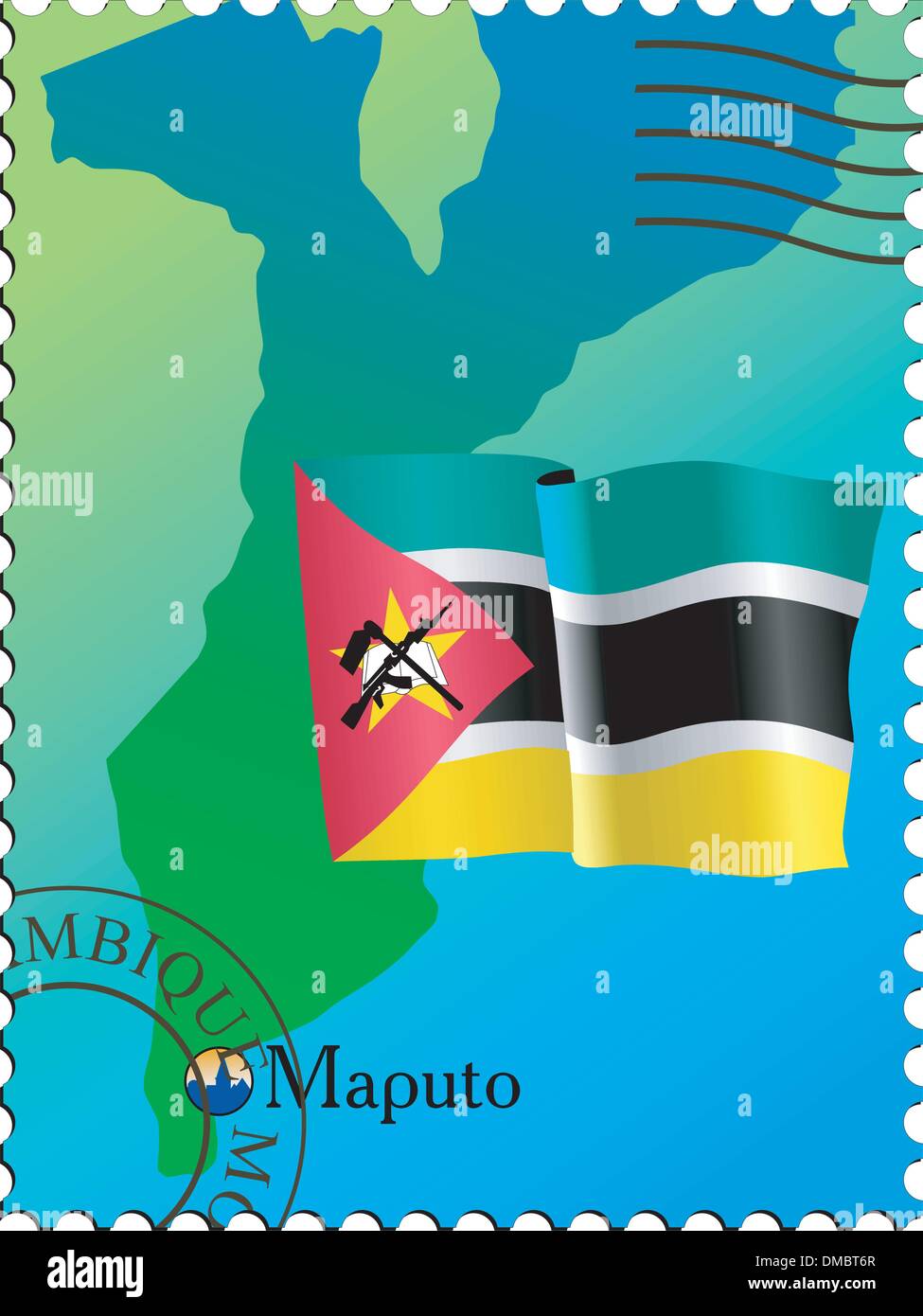 Maputo, capitale del Mozambico. Timbro del vettore Illustrazione Vettoriale