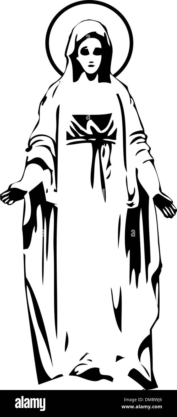 Il vettore Vergine Maria statua silhouette Illustrazione Vettoriale
