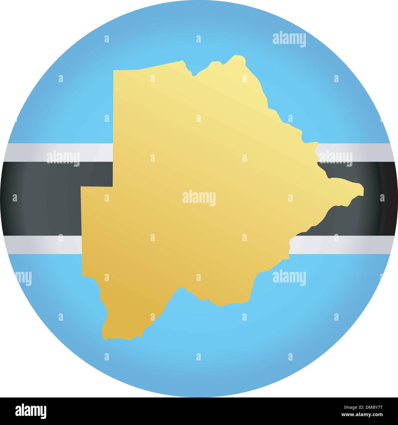 Pulsante di bandiera nei colori del Botswana Illustrazione Vettoriale