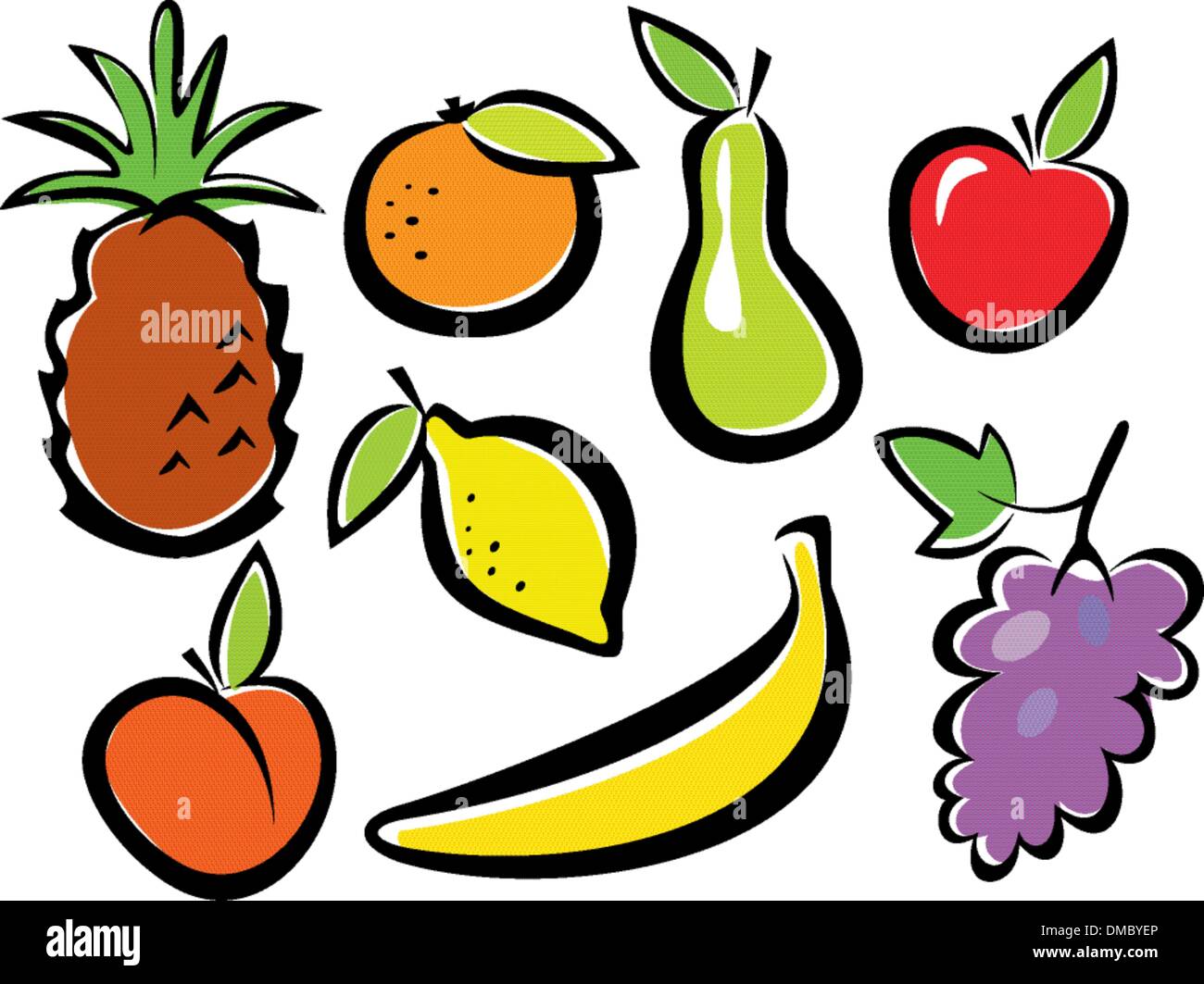 Frutti insieme di icone illustrazione vettoriale Illustrazione Vettoriale
