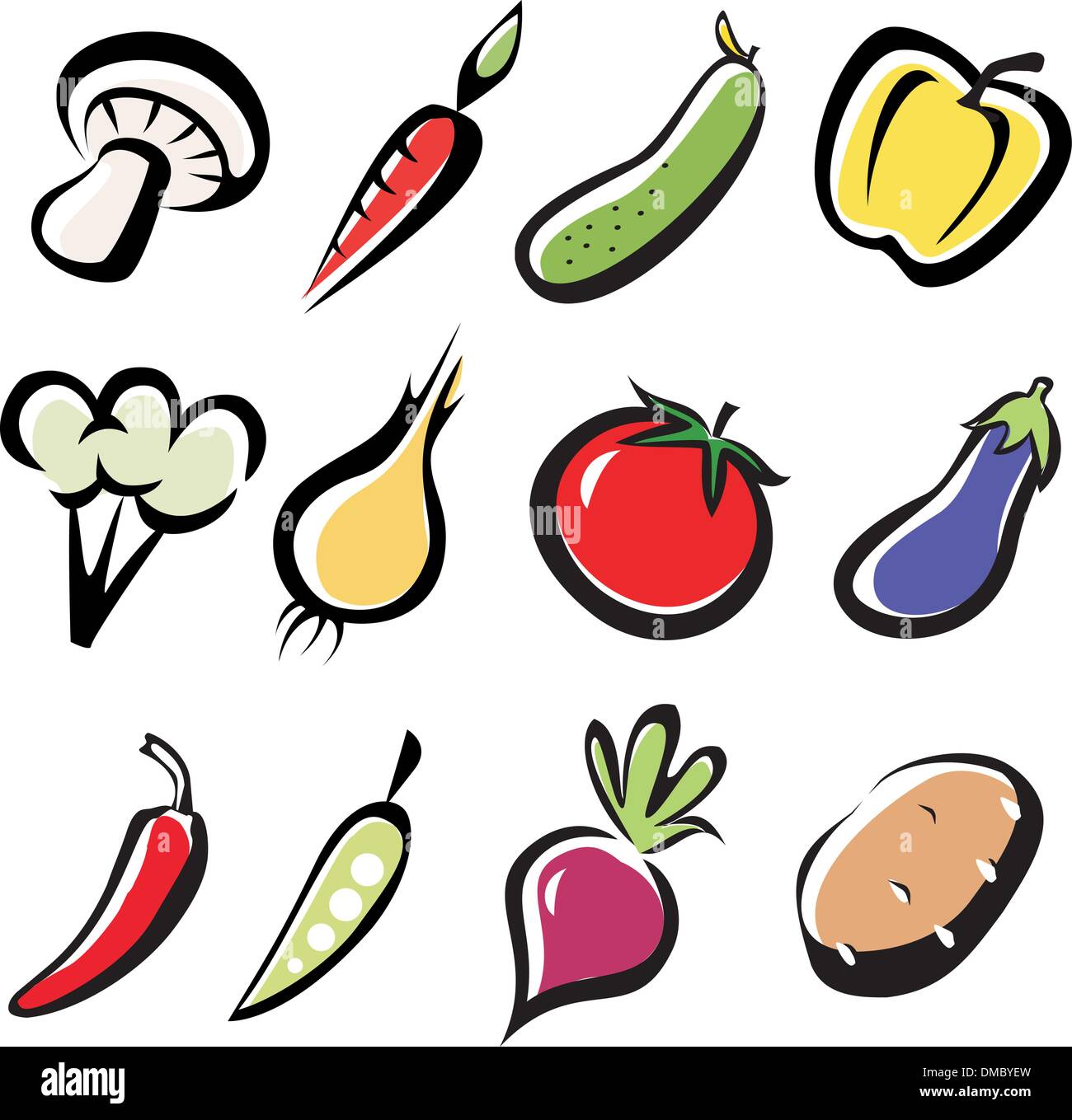 Set di icone di verdure Illustrazione Vettoriale