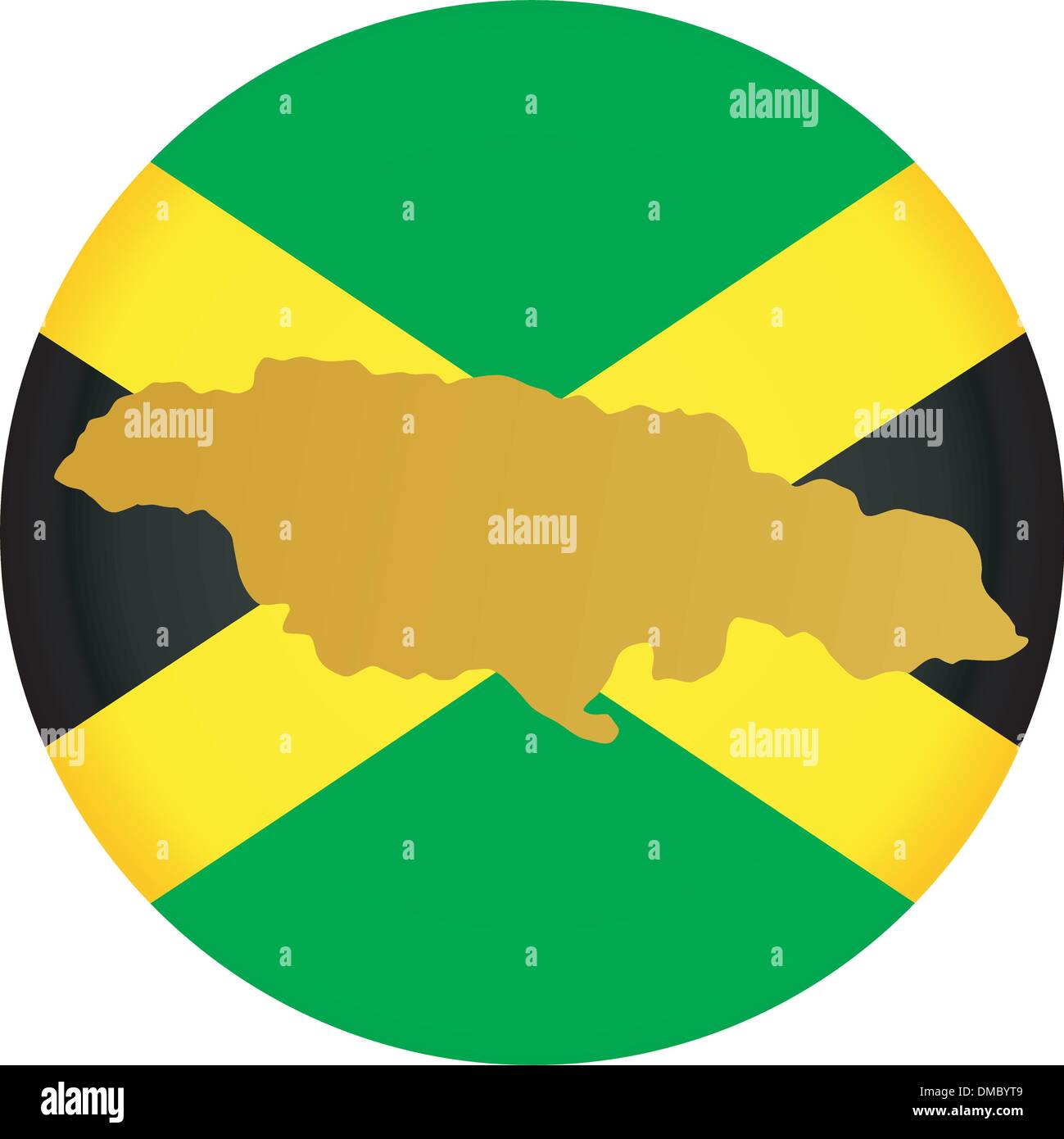 Pulsante di bandiera nei colori della Giamaica Illustrazione Vettoriale