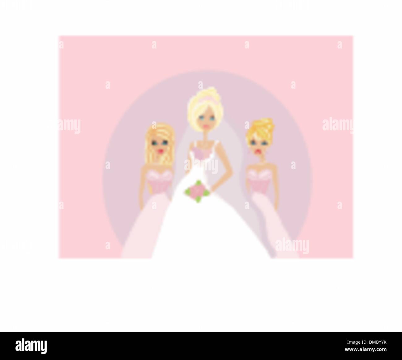 Sposa con bridesmaids Illustrazione Vettoriale