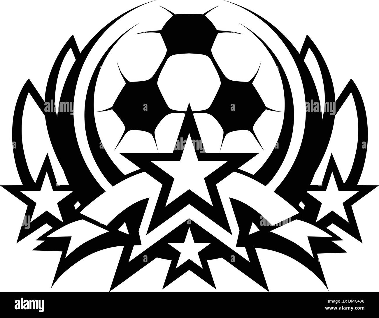 Pallone da calcio vettore grafico modello con stelle Illustrazione Vettoriale