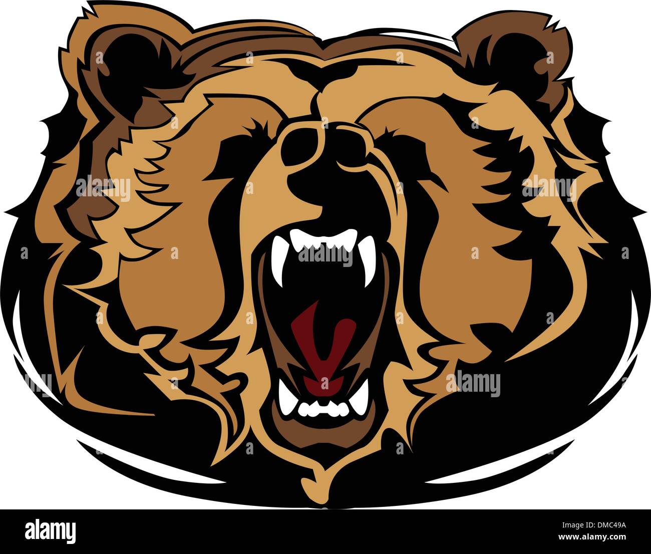 Orso grizzly testa mascotte vettore grafico Illustrazione Vettoriale