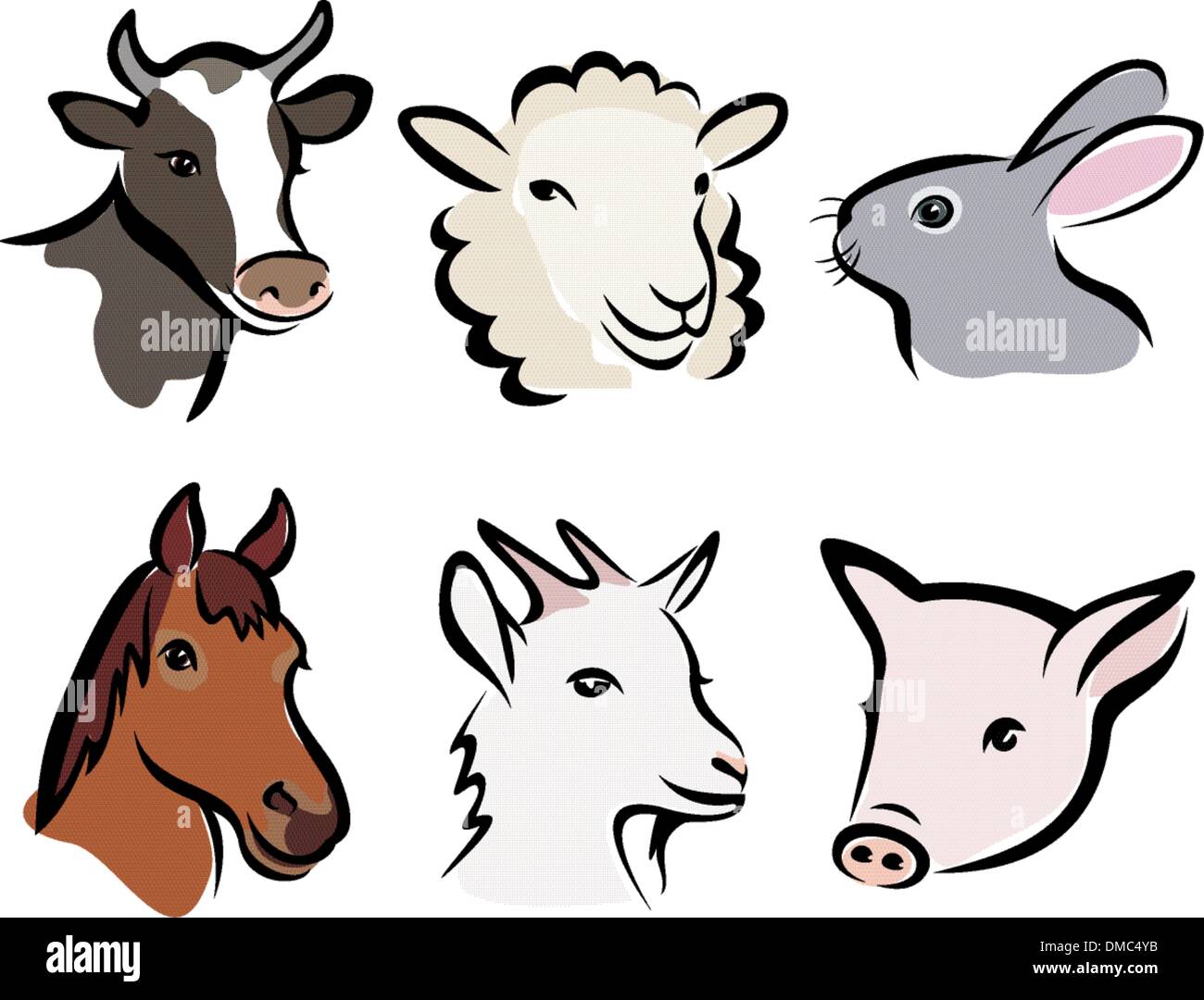 Gli animali della fattoria set di simboli Illustrazione Vettoriale
