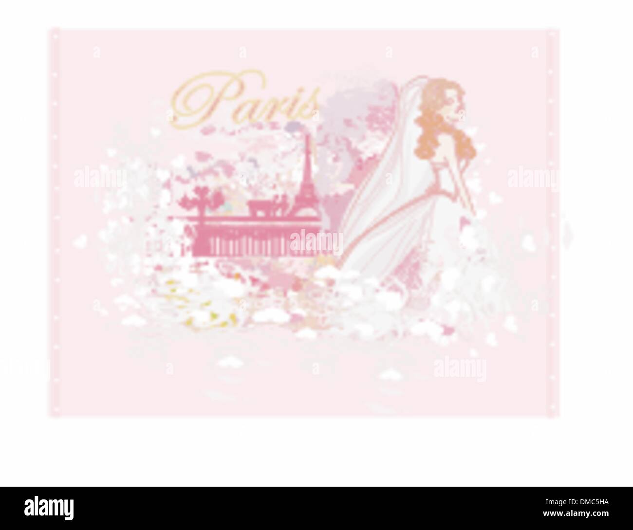 Bella sposa a Parigi card Illustrazione Vettoriale