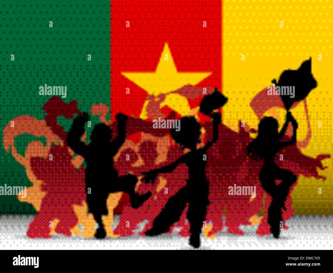 Camerun Sport folla della ventola con bandiera Illustrazione Vettoriale