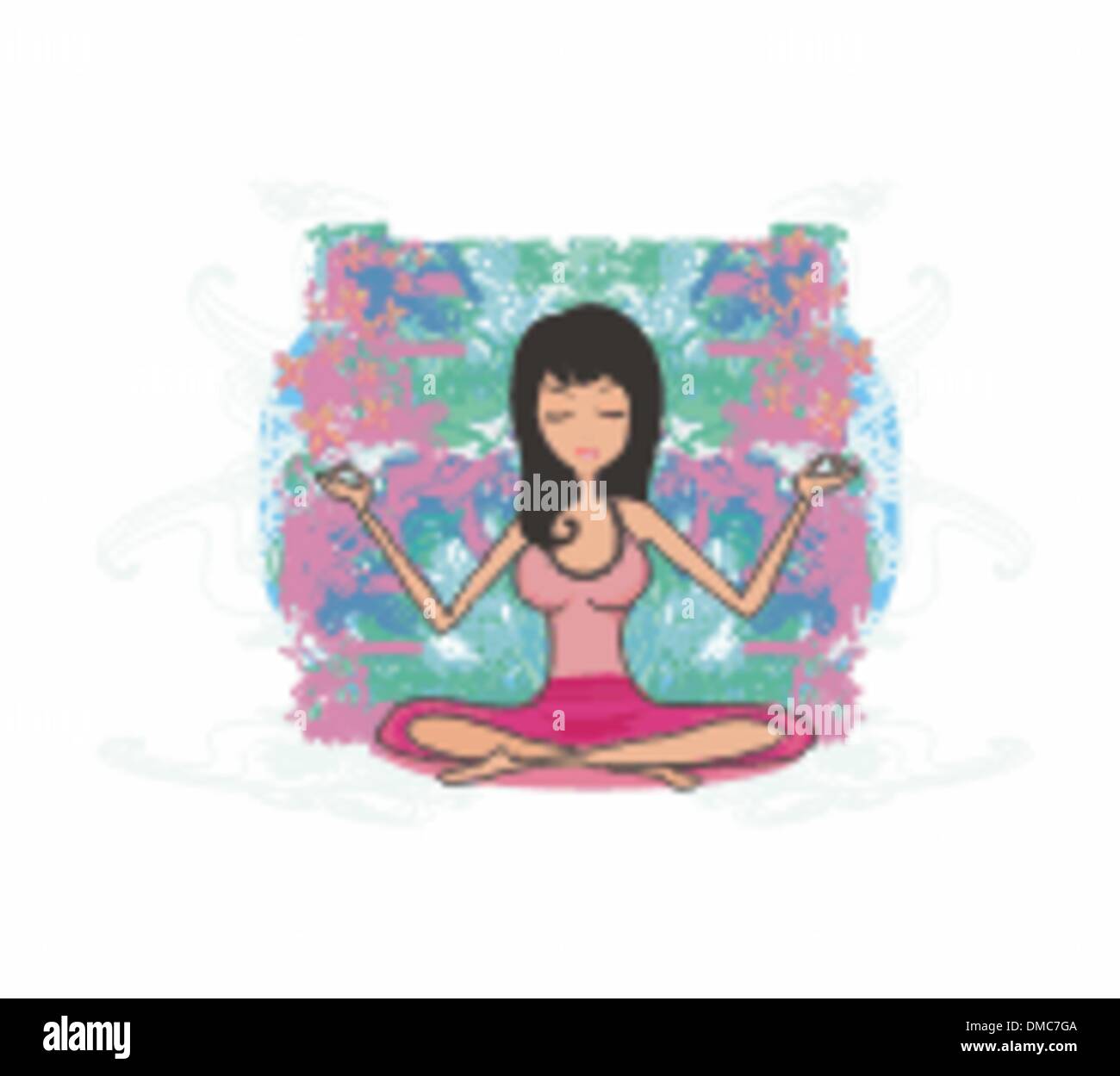 Ragazza di Yoga nella posizione del loto Illustrazione Vettoriale