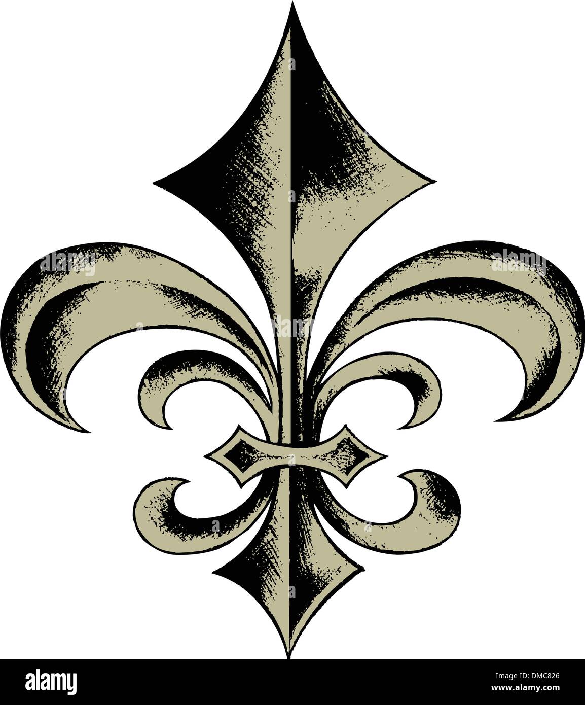 Disegnata a mano Fleur de Lis Illustrazione Vettoriale