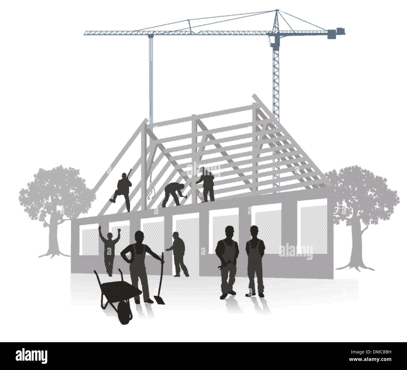 Costruzione casa lavori di costruzione Illustrazione Vettoriale
