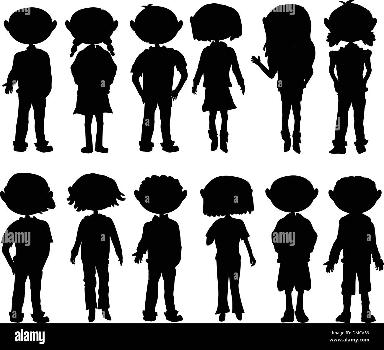 Sagome cartoon kids Illustrazione Vettoriale