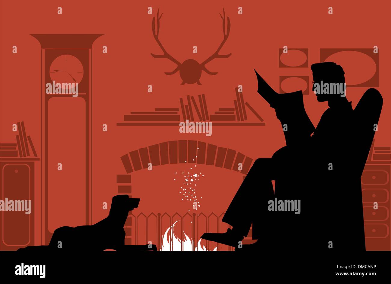 Lettura del camino Illustrazione Vettoriale