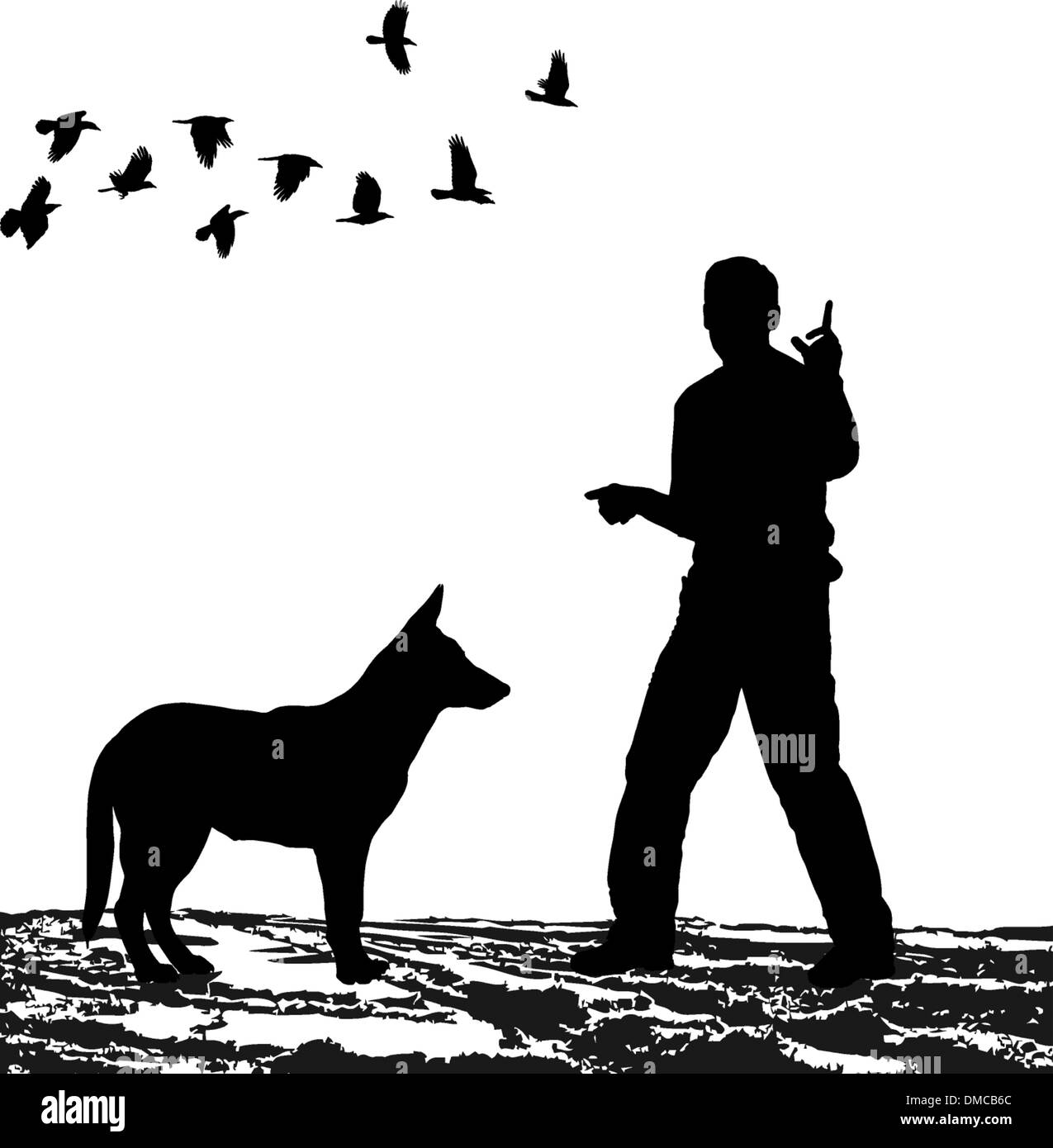 Addestramento del cane nel campo Illustrazione Vettoriale