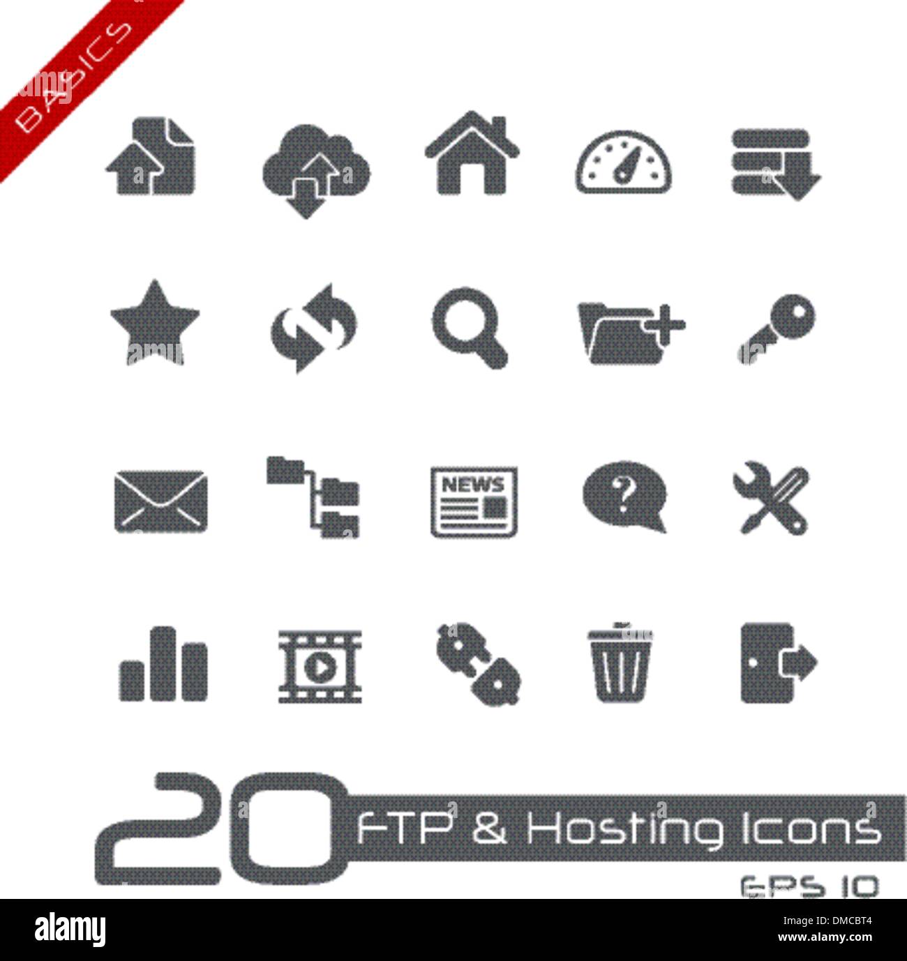 FTP & Hosting icone // serie di nozioni di base Illustrazione Vettoriale
