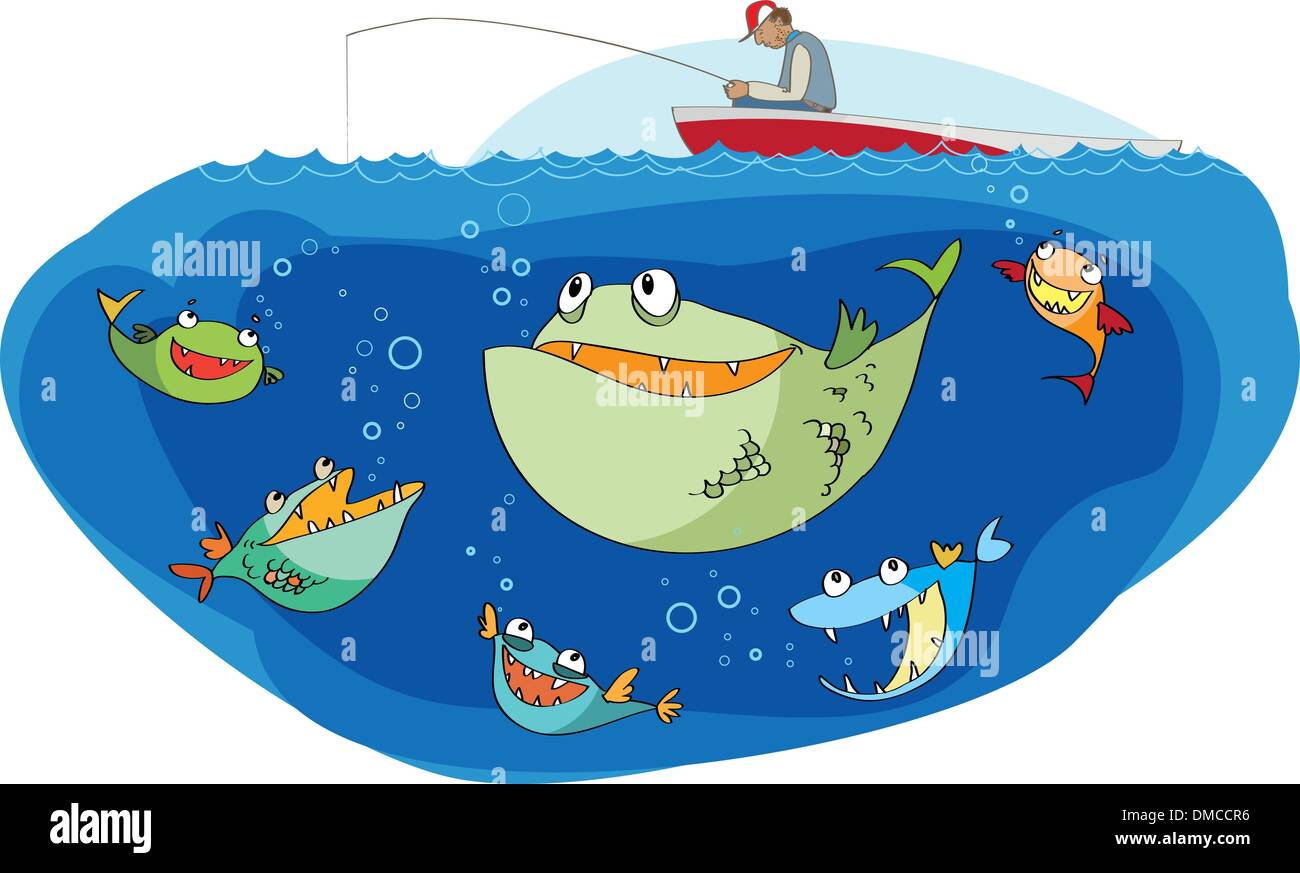 Pesce e dormire fisherman Illustrazione Vettoriale