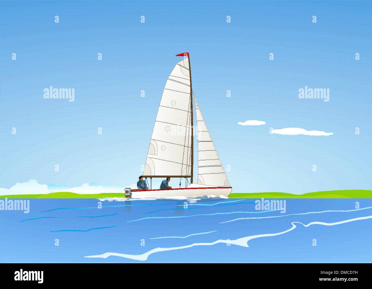 Barca a vela Illustrazione Vettoriale
