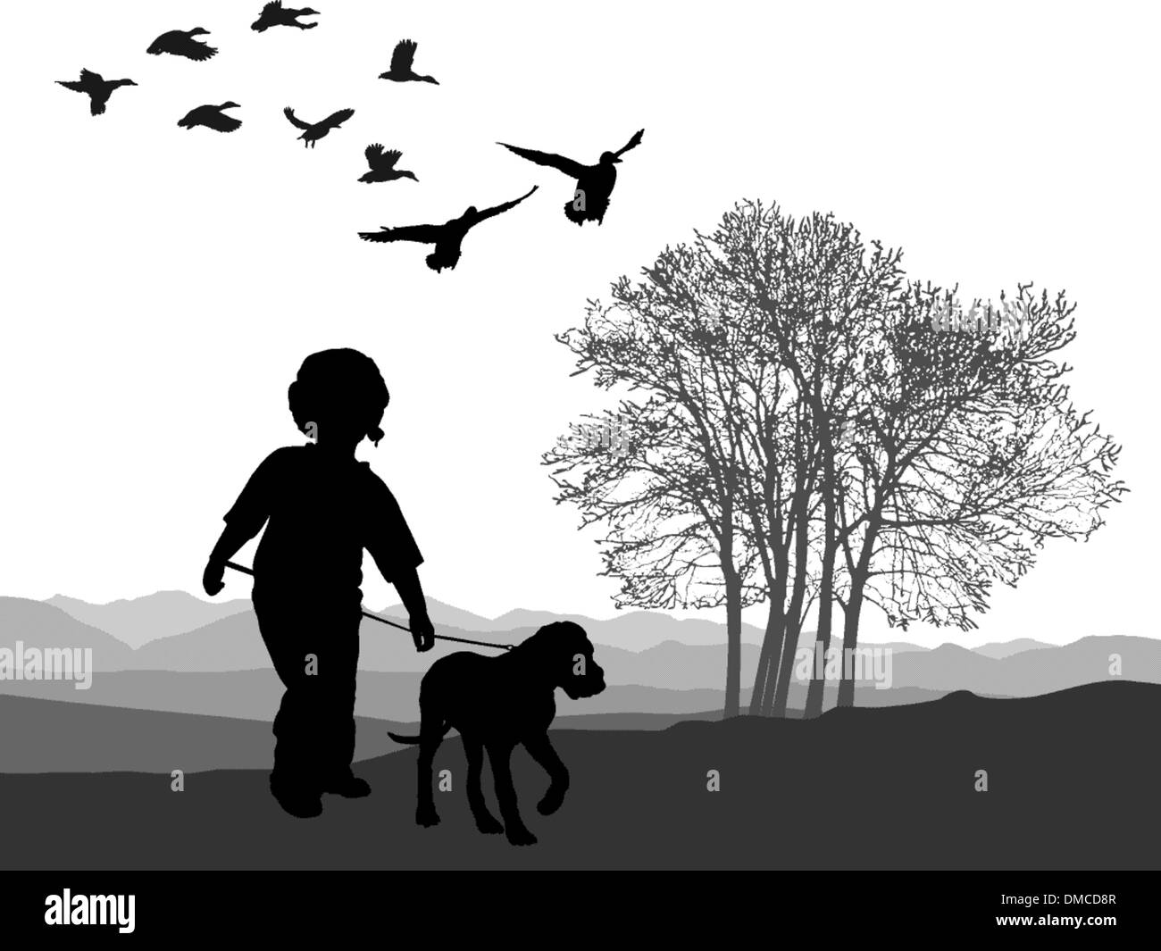 Ragazzo e cucciolo Illustrazione Vettoriale