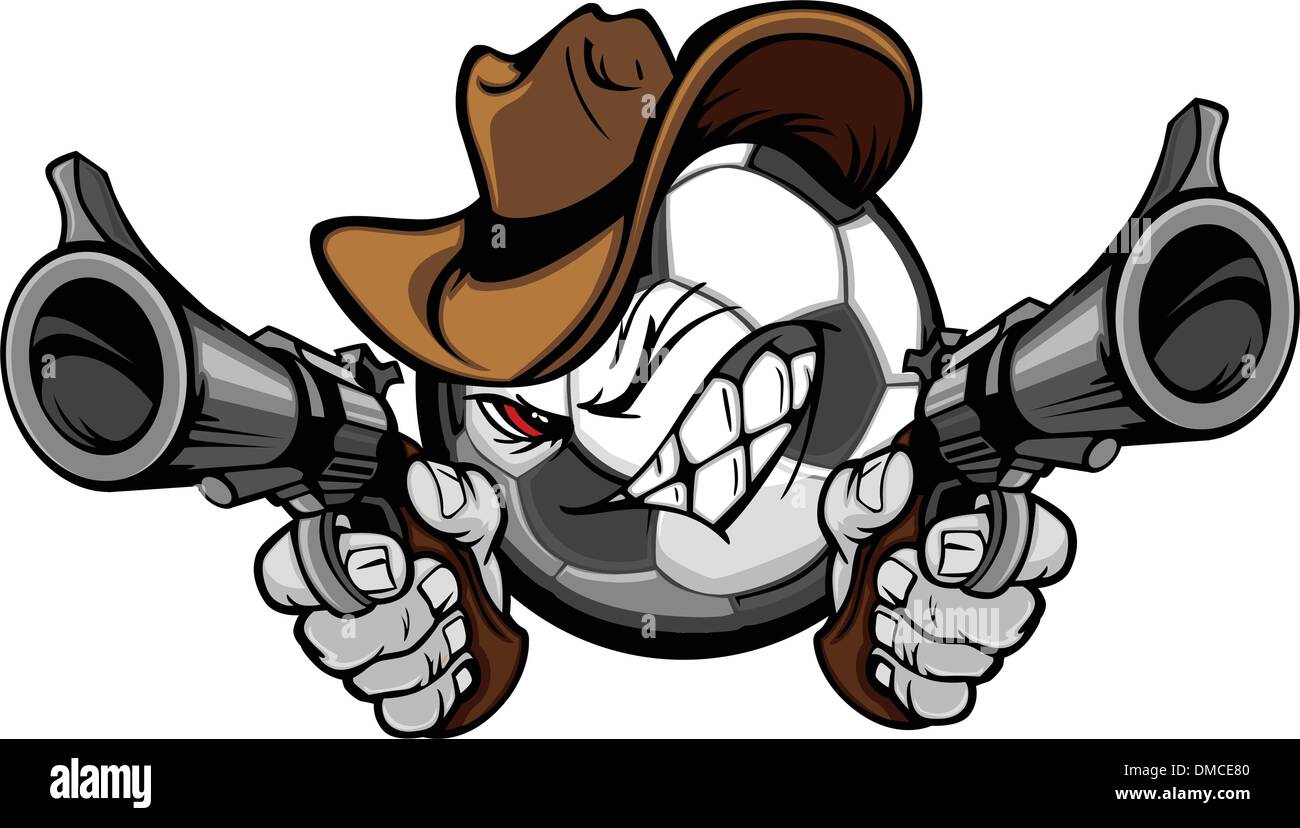 Cowboy Soccer Cartoon Shootout Illustrazione Vettoriale