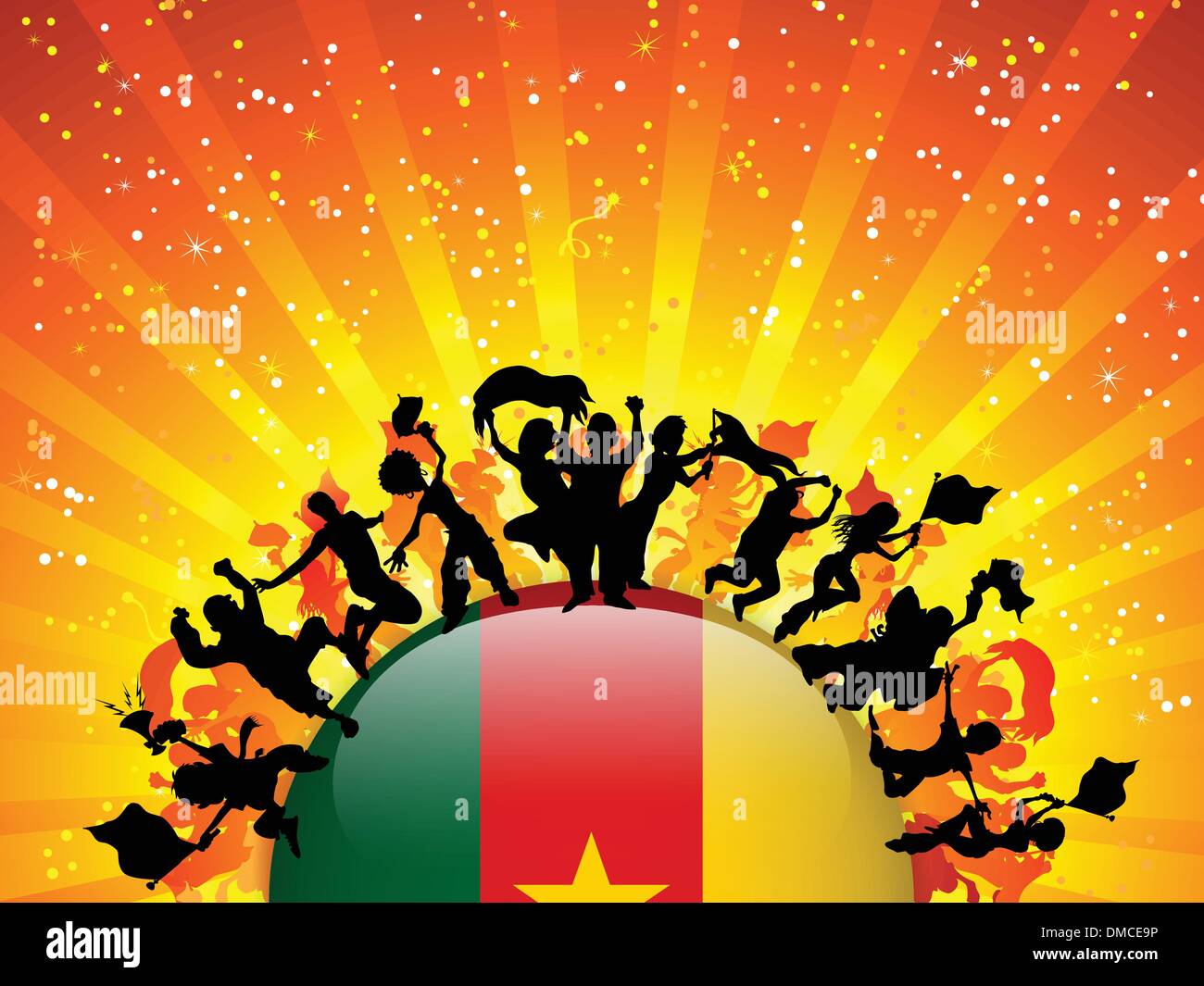 Camerun Sport folla della ventola con bandiera Illustrazione Vettoriale