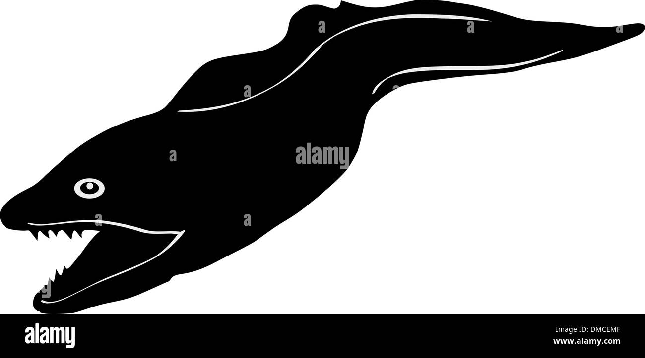 Silhouette di moray eel Illustrazione Vettoriale