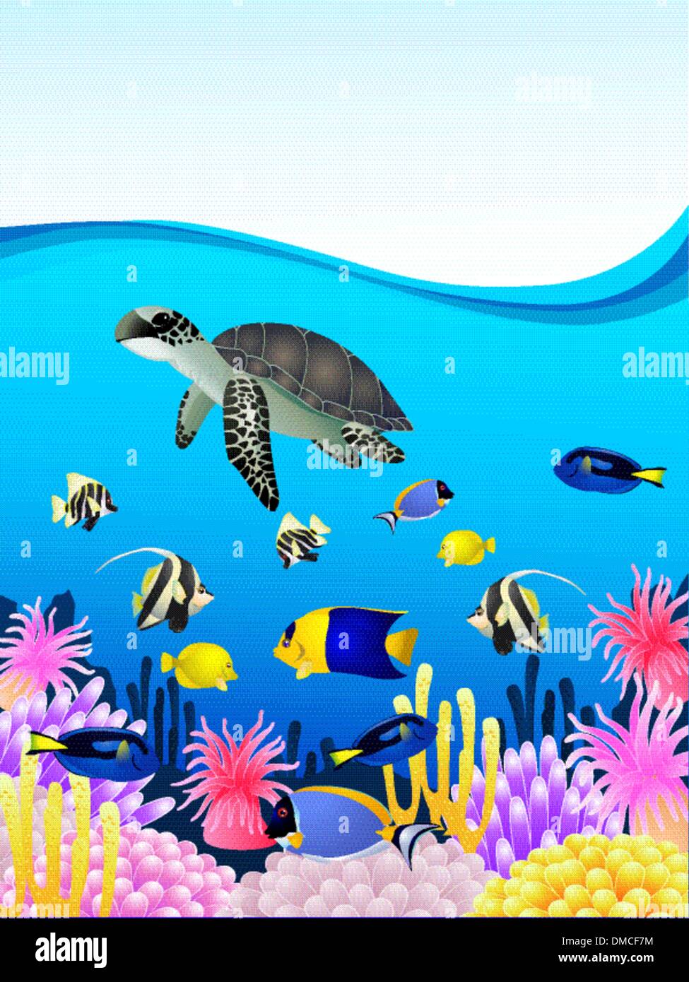 La vita del mare sullo sfondo Illustrazione Vettoriale