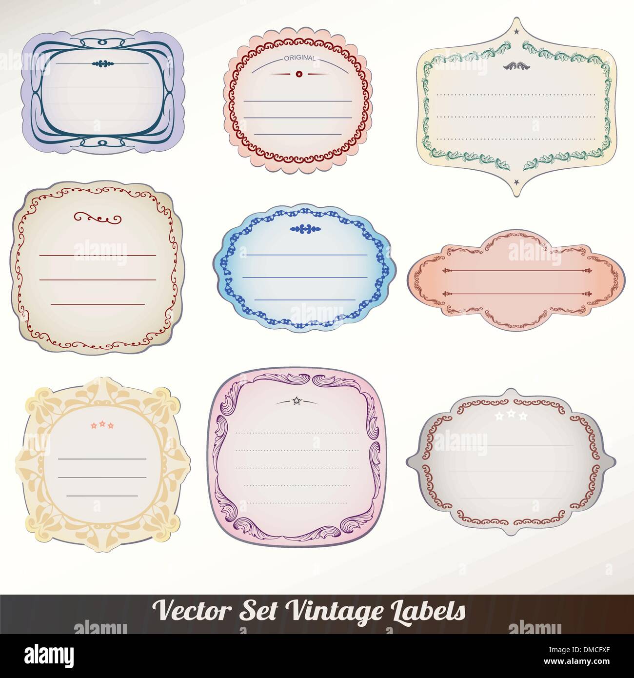 Vector Frame Set di etichette ornamentali decorazione vintage Illustrazione Vettoriale