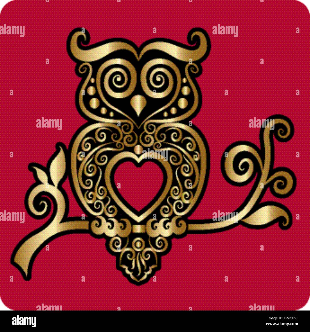 Gufo reale ornamento Illustrazione Vettoriale