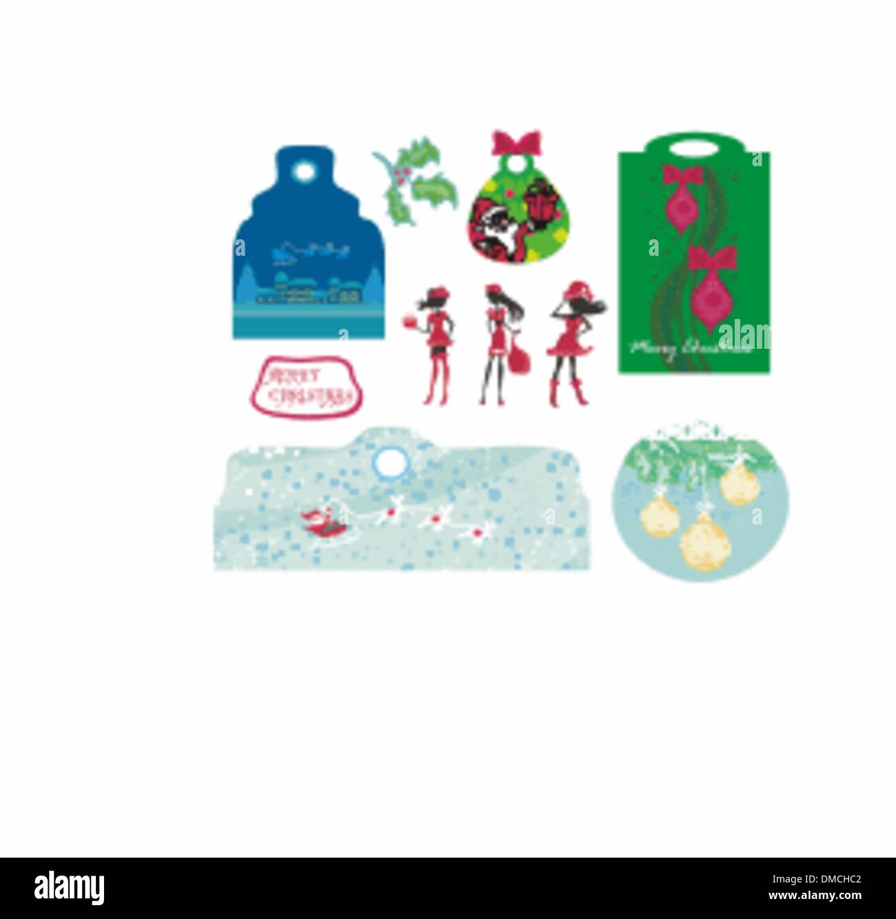 Natale design elementi con Babbo Natale - set Illustrazione Vettoriale