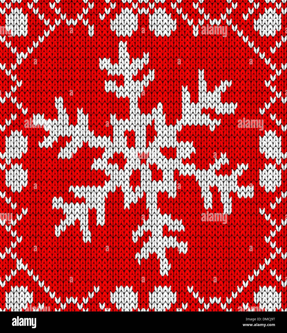 Il simbolo del fiocco di neve di Natale disegno di lavorazione a maglia Illustrazione Vettoriale