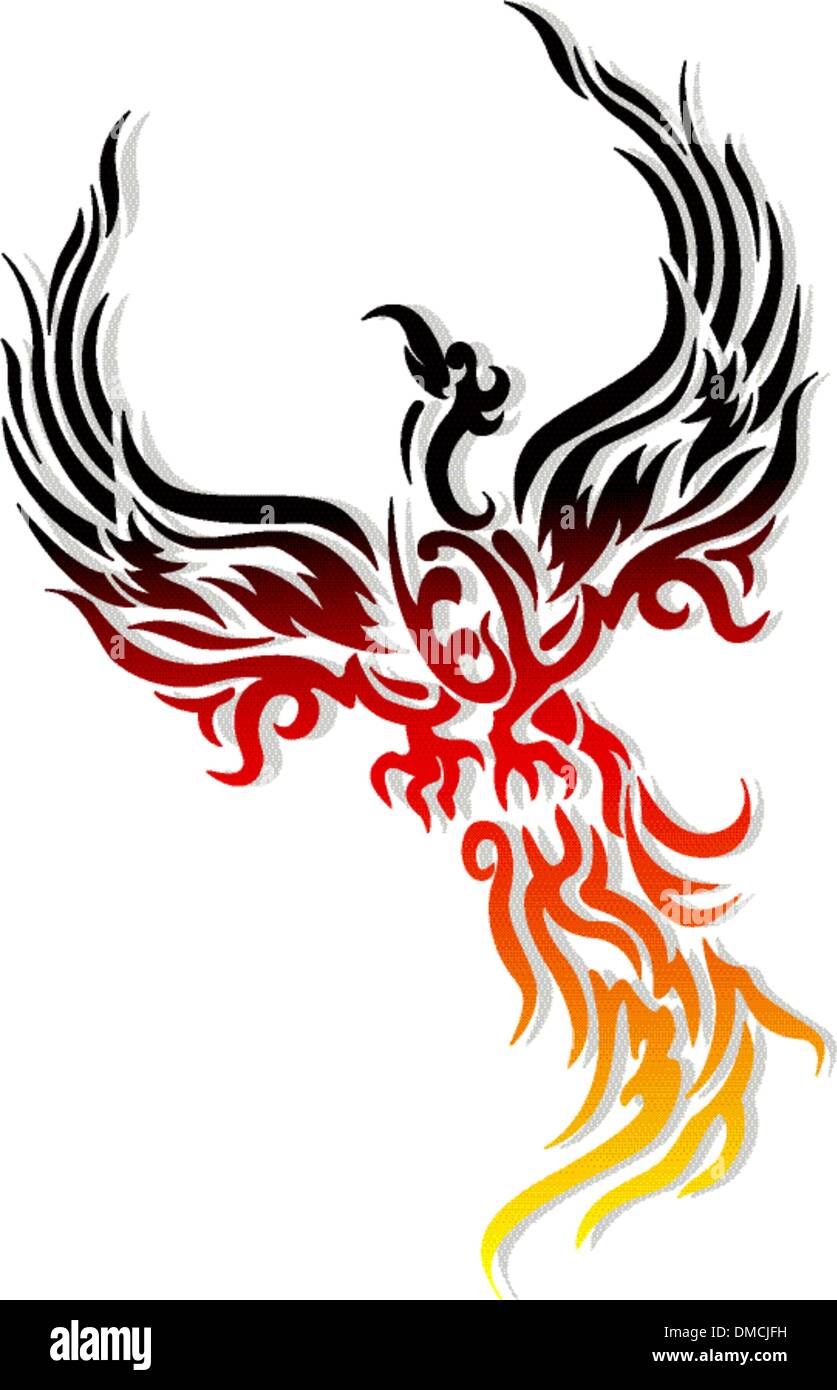 Tatuaggio mitico uccello Phoenix Illustrazione Vettoriale