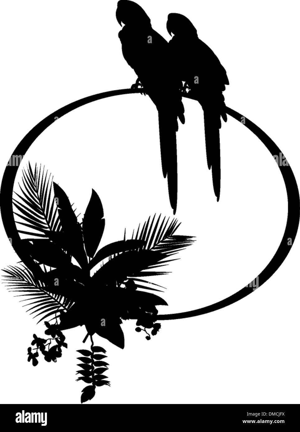 Uccello tropicale silhouette per la progettazione Illustrazione Vettoriale