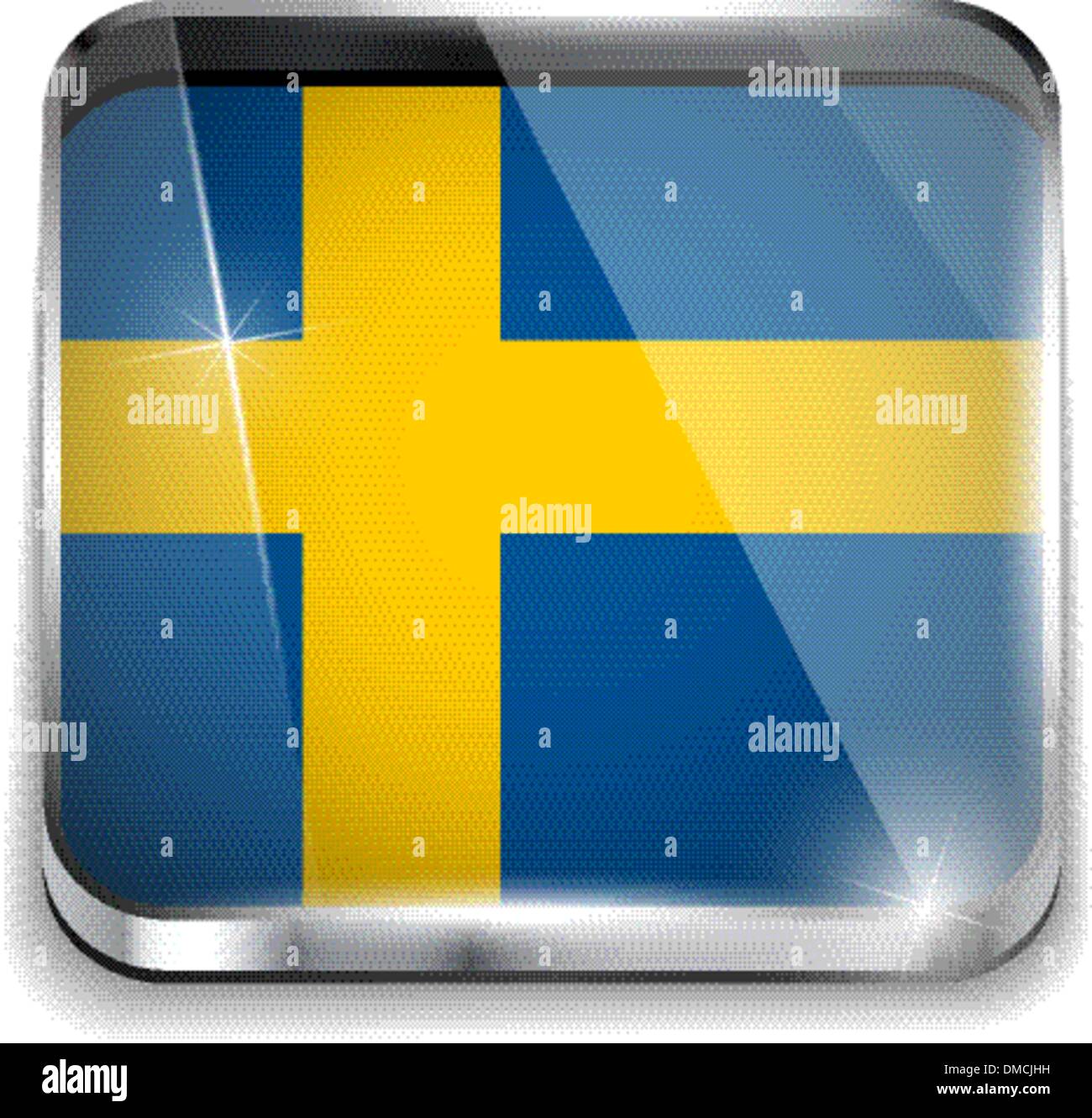 Bandiera della Svezia applicazione Smartphone pulsanti quadrati Illustrazione Vettoriale