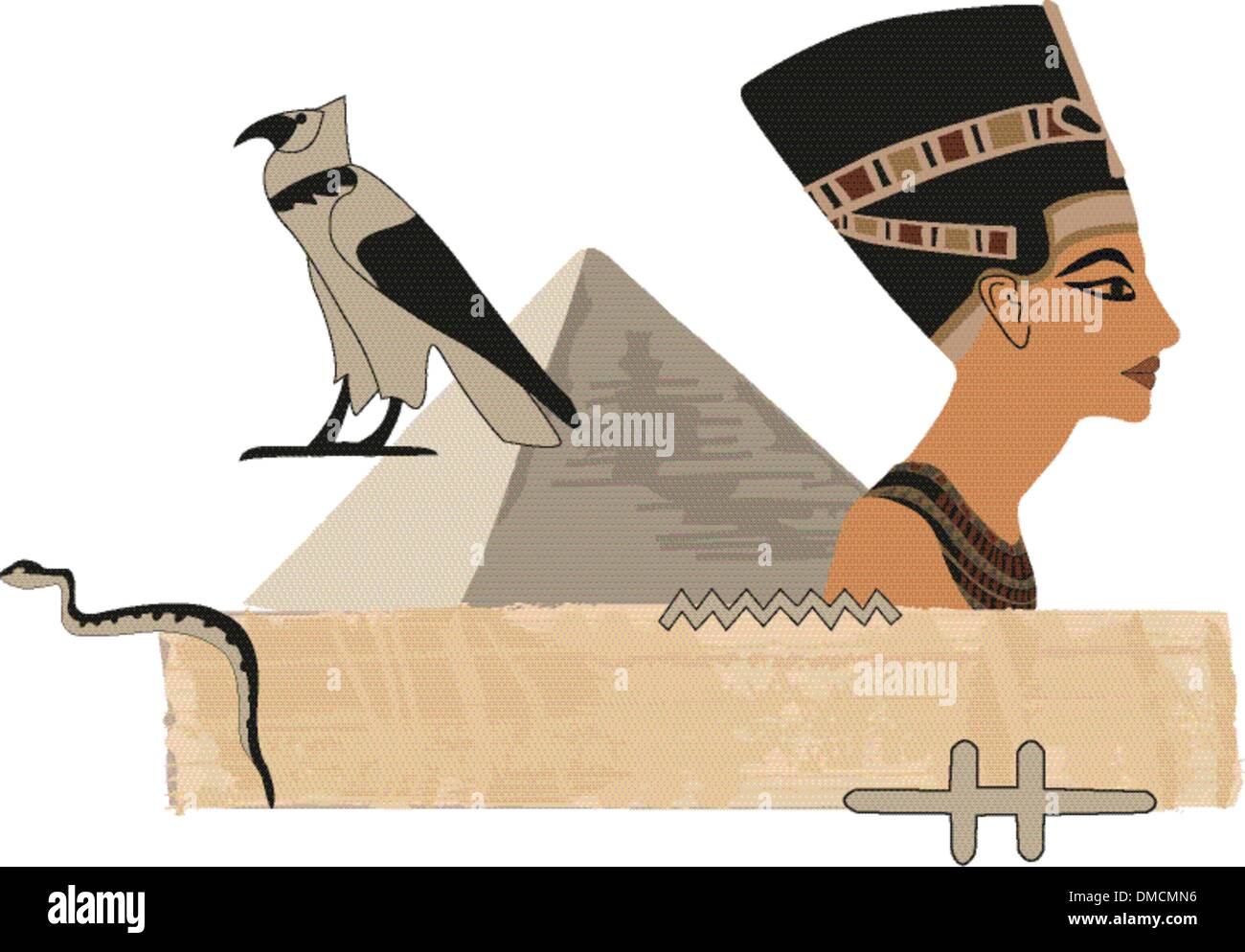 Nefertiti papiro Banner Illustrazione Vettoriale
