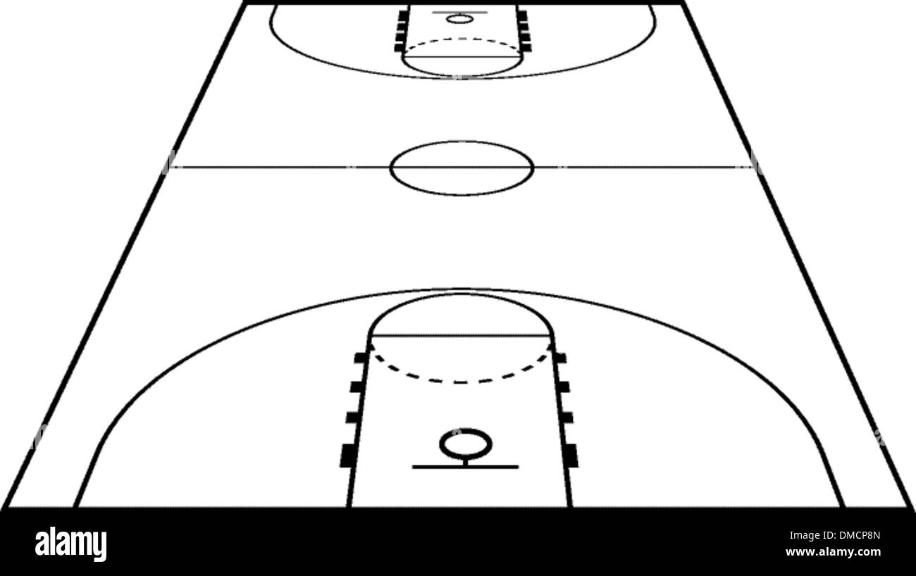 Illustrazione di vettore del campo di pallacanestro Illustrazione Vettoriale