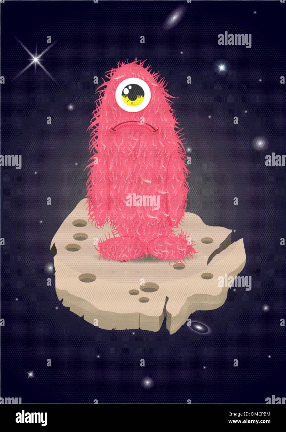 Alien perso nello spazio triste Monster Illustrazione Vettoriale