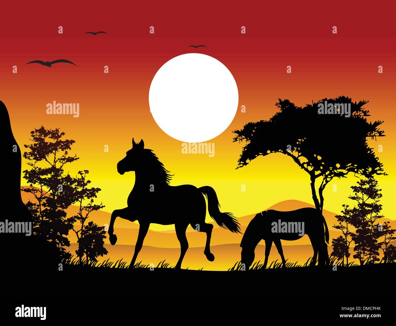 Bellezza silhouette di cavallo Illustrazione Vettoriale