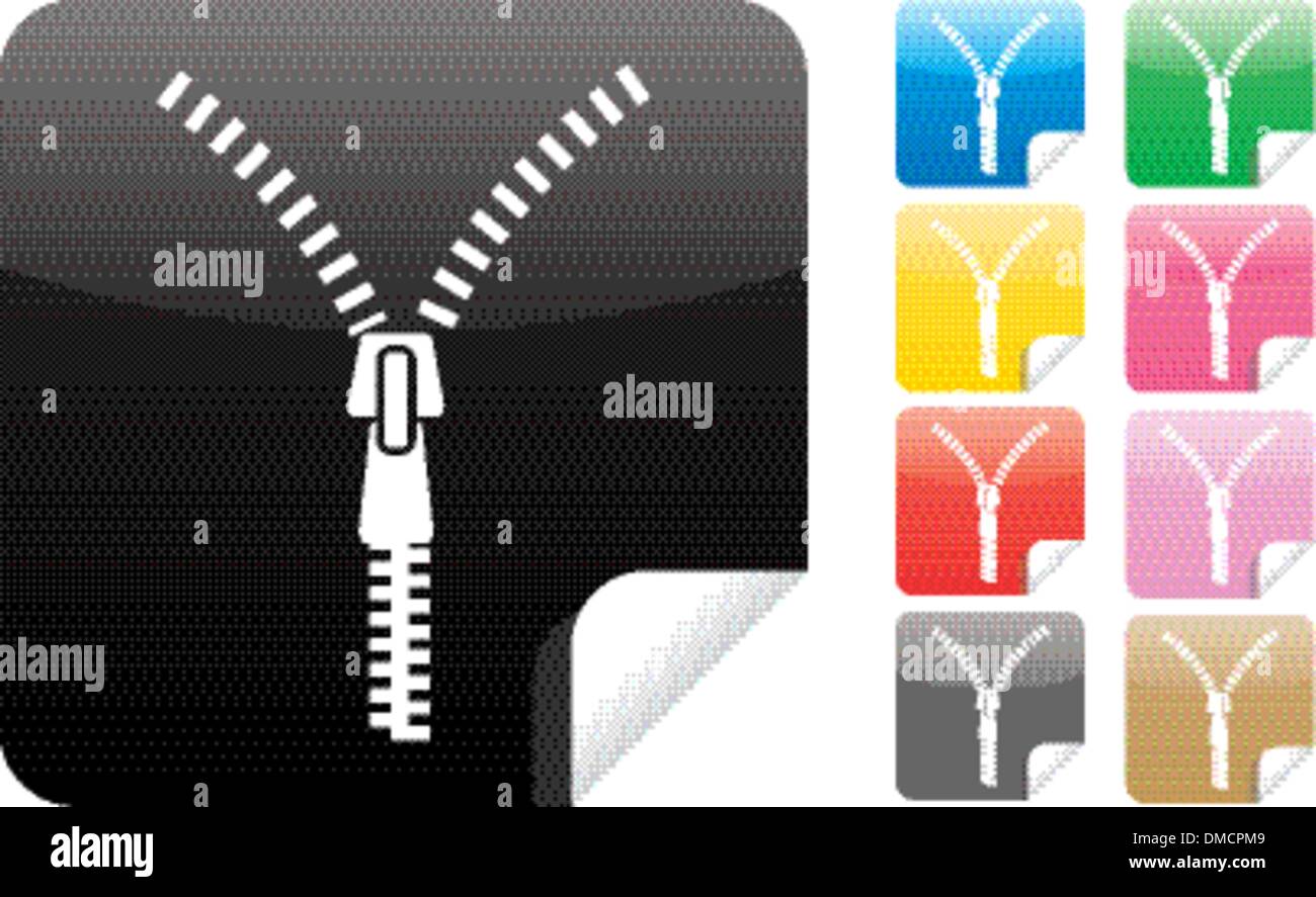 Icona di cerniera lampo su adesivo Immagine e Vettoriale - Alamy