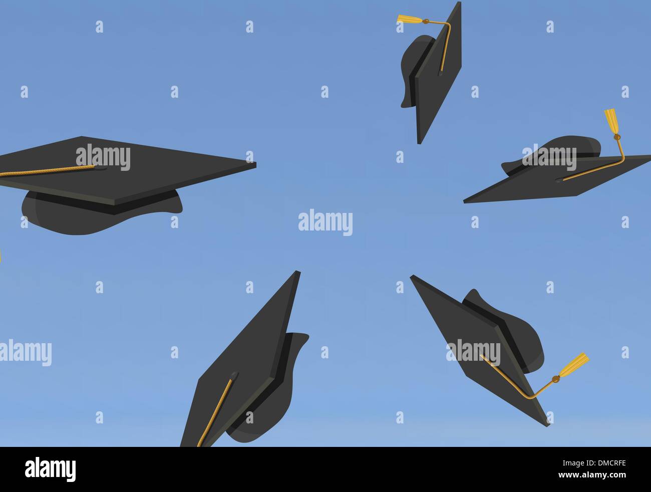 Tappi di graduazione lanciati in aria Illustrazione Vettoriale