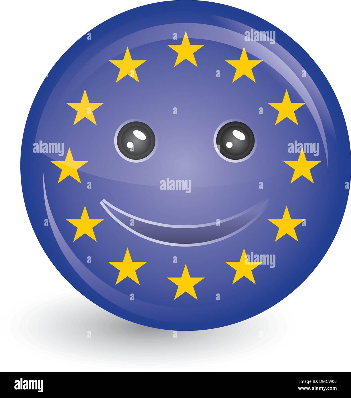 Bandiera della Unione Europea nel volto sorridente Illustrazione Vettoriale