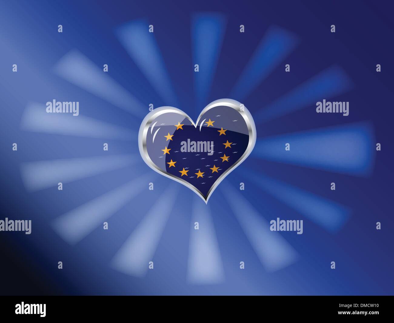 Bandiera della Unione Europea in forma di cuore Illustrazione Vettoriale