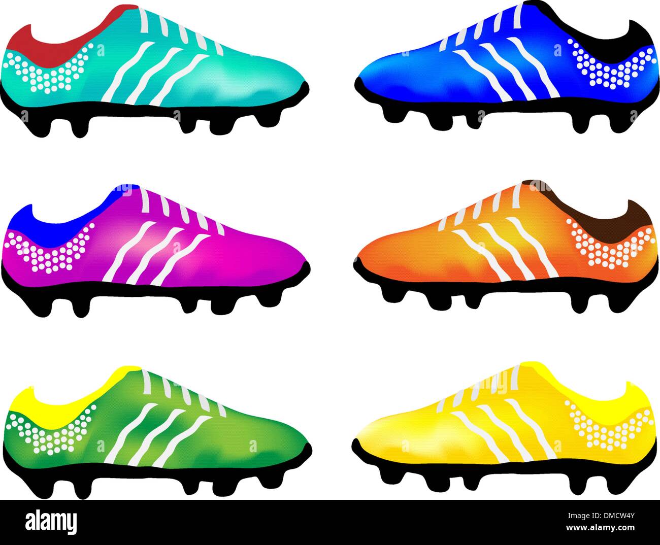 La illustrazione multicolore di sport scarpe da calcio Illustrazione Vettoriale