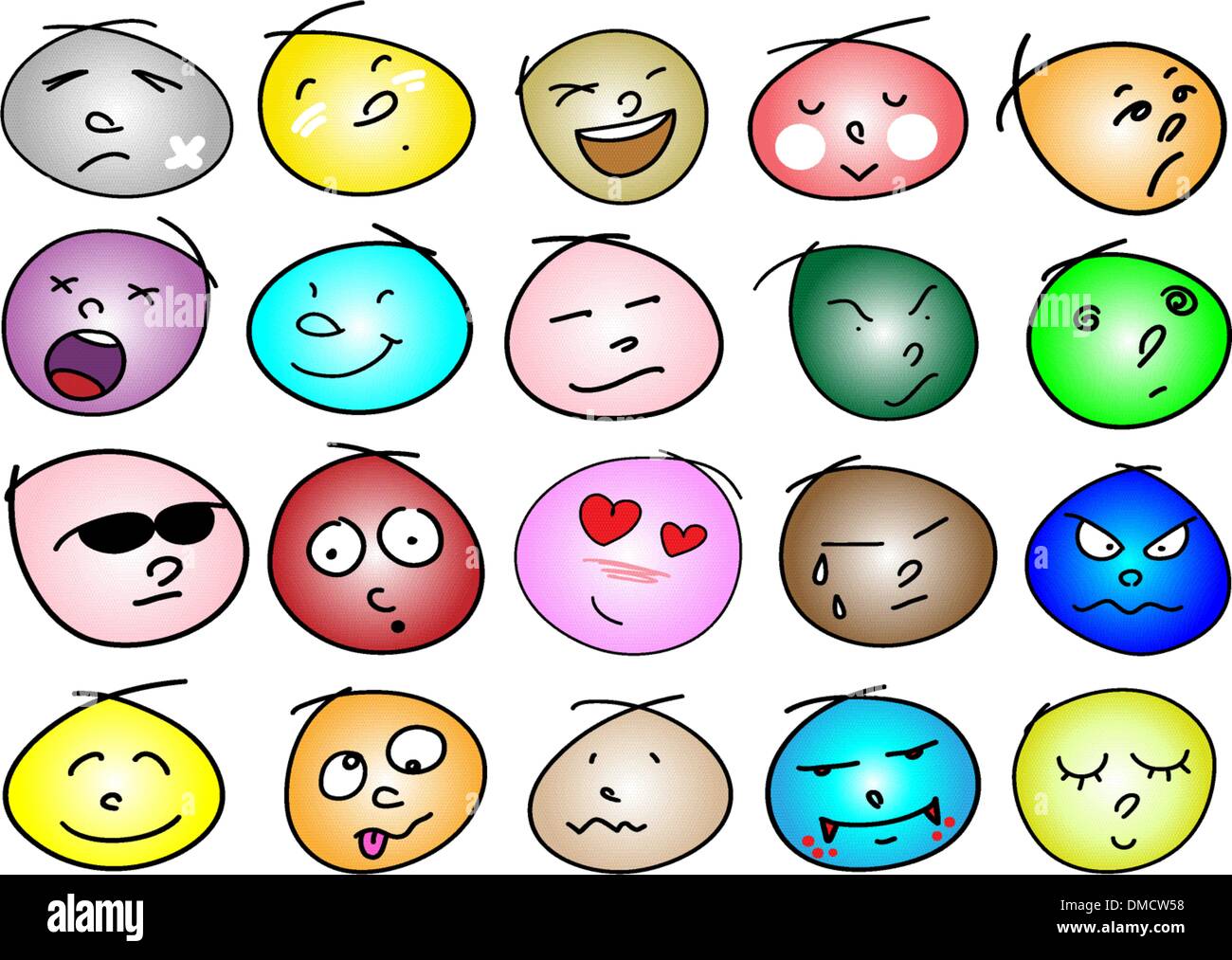 Una illustrazione di variazioni diverse icone di emozione Illustrazione Vettoriale