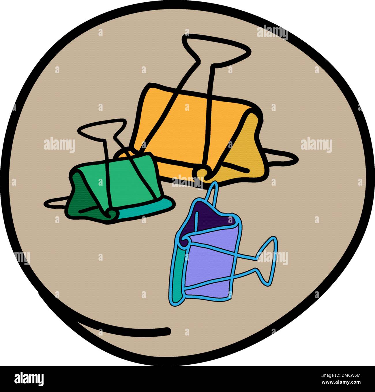Tre Clip legante sul Round sfondo marrone Illustrazione Vettoriale
