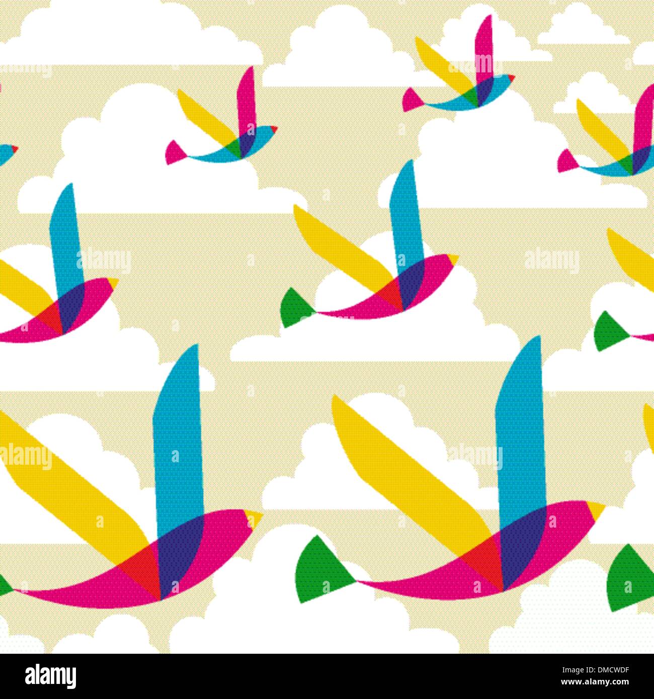 Trasparente uccelli variopinti pattern Illustrazione Vettoriale