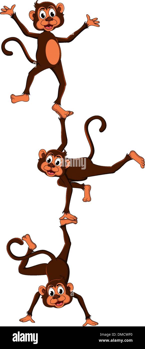 Monkey's attrazione cartoon Illustrazione Vettoriale