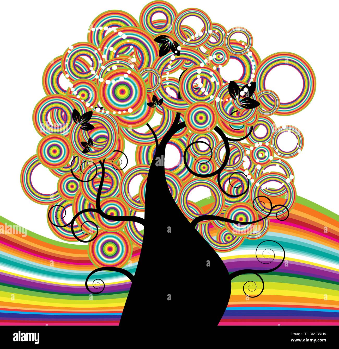 Bellissimo albero, rainbow Illustrazione Vettoriale